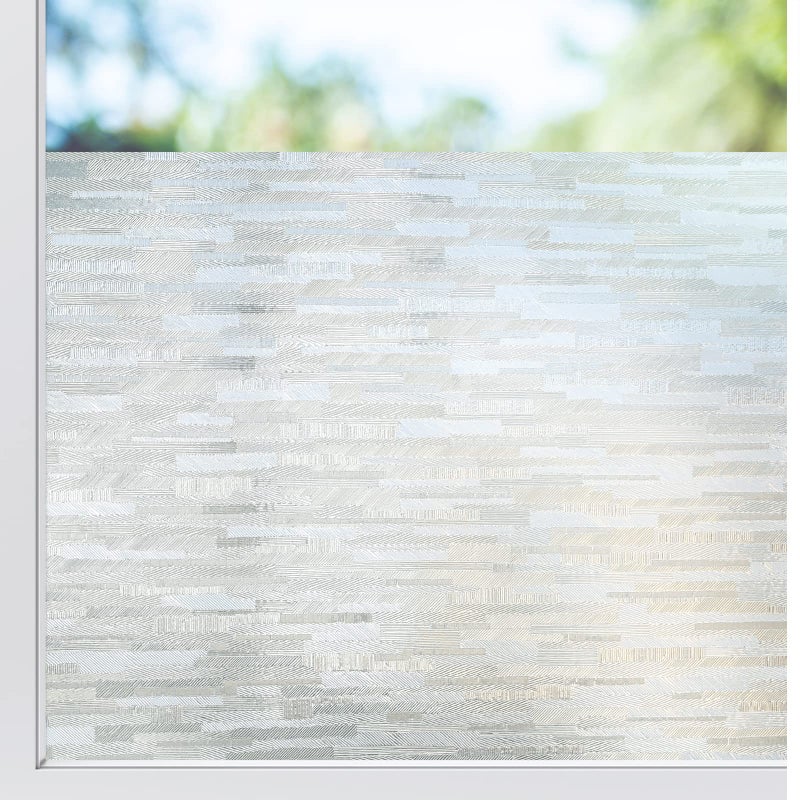 rabbitgoo Window Privacy Film, No Glue Frosted Glass Film, Static Cling UV Blocking Non Adhesive Reusable Heat Control Window Vinyl Clings for Home, Office, Frosted Silk, 35.4 x 157.4 Inches - Image 1